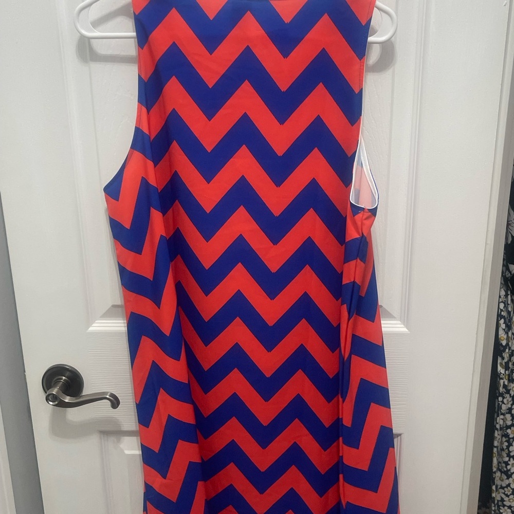Red and Blue Halter Neck Sheath Mini Dress - Picture 9 of 9